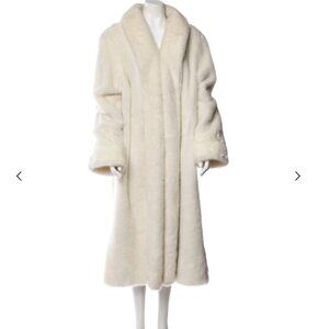 NWOT Dennis Basso White Faux Fur Coat Full Length sz Large